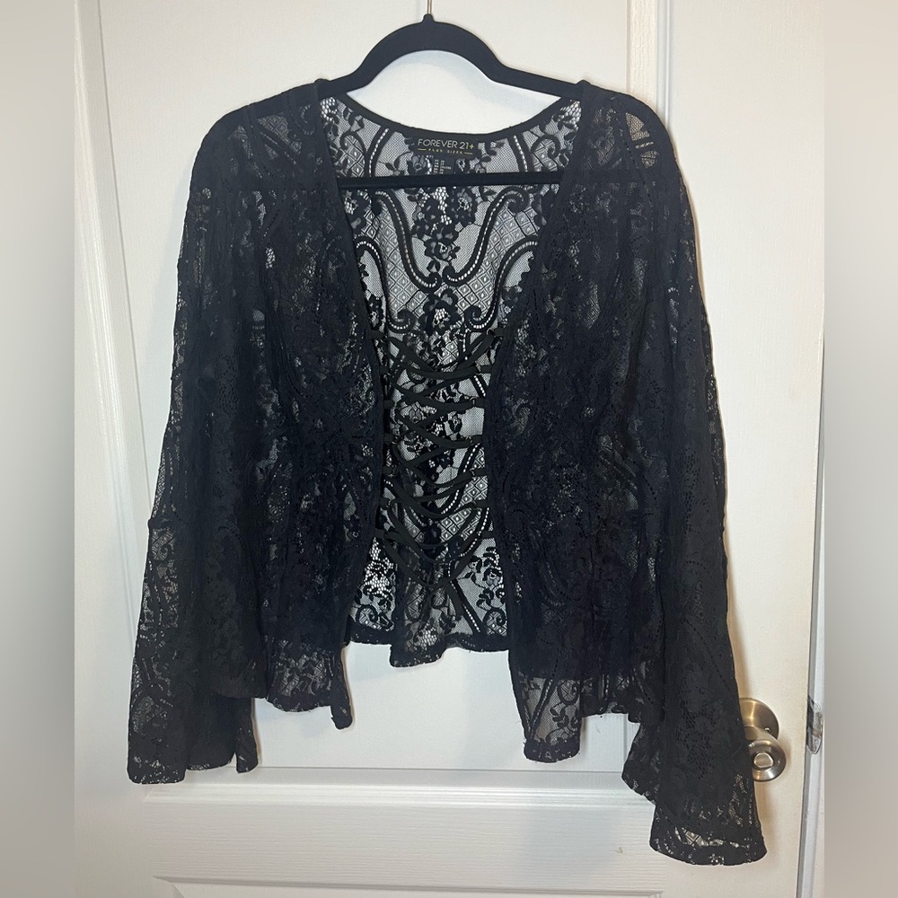 Forever 21 Sheer Black Lace Top